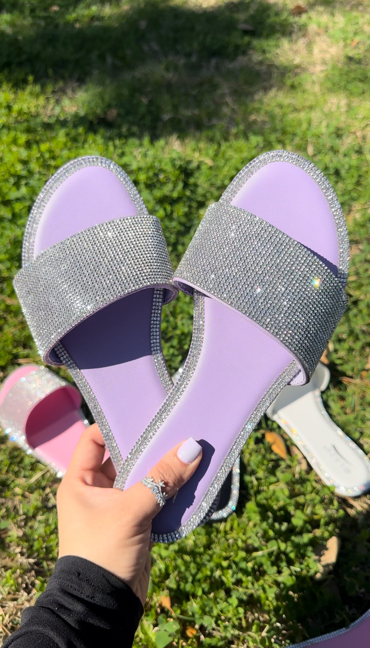 Purple sales rhinestone sandals