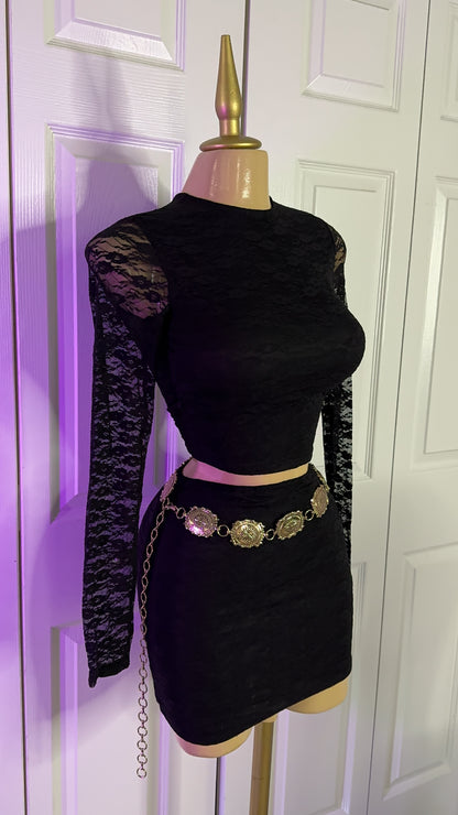 Becky Lace Skirt Set - Black