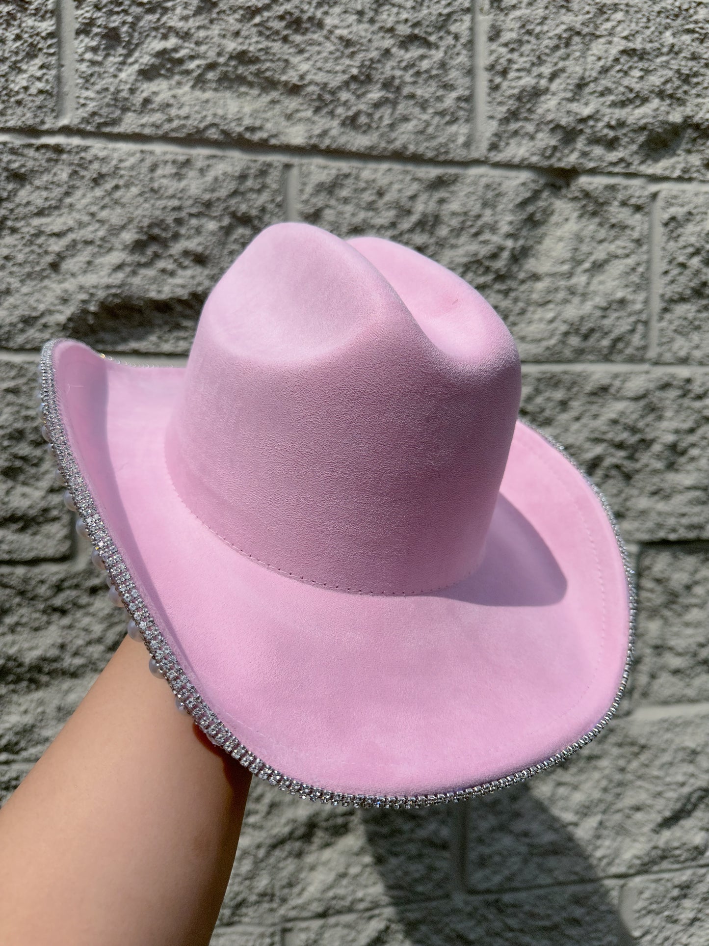 Jasmine Rhinestone/Pearl Western Hat - Pink