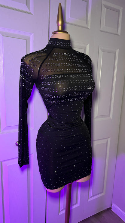 Alicia Rhinestone Dress - Black (Available In Plus Size)