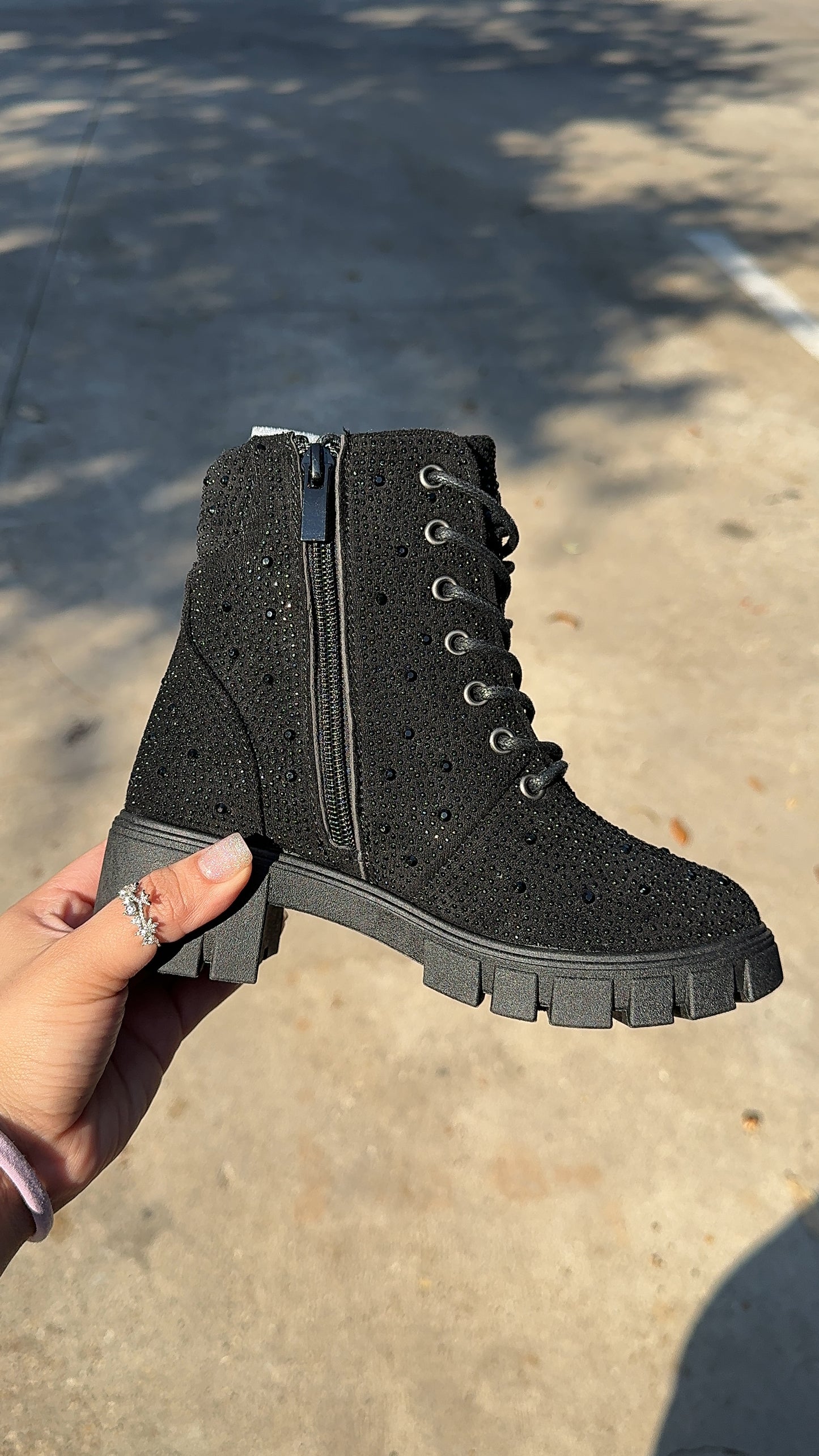 Sophie Rhinestone Boots - Black - Kids