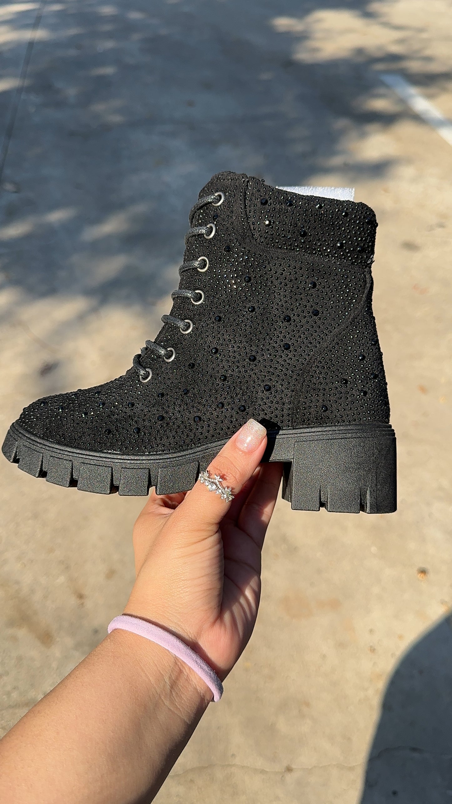 Sophie Rhinestone Boots - Black - Kids