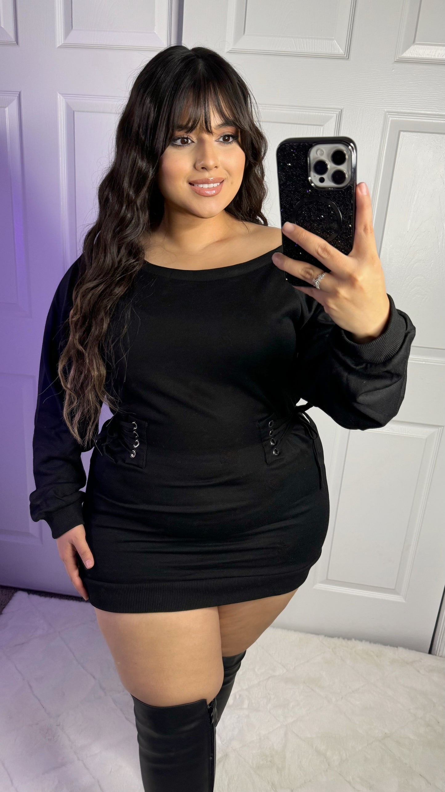 Valentina Sweater Dress - Black