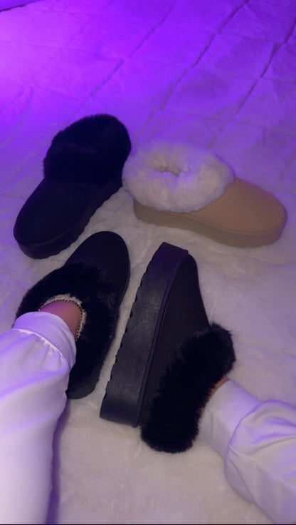 Cozy Feels Faux Fur Boots - Black