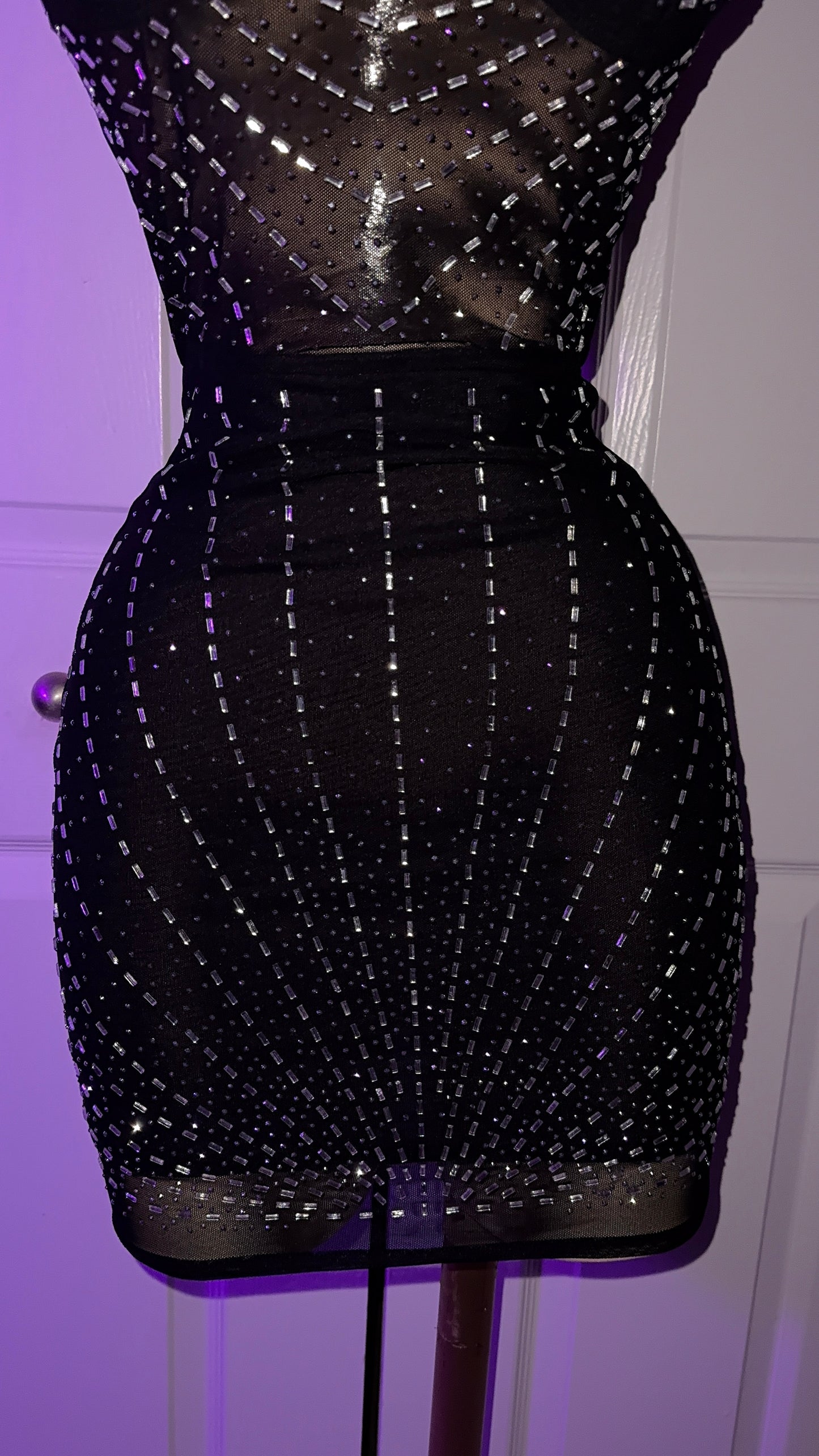 Camila Rhinestone Dress - Black