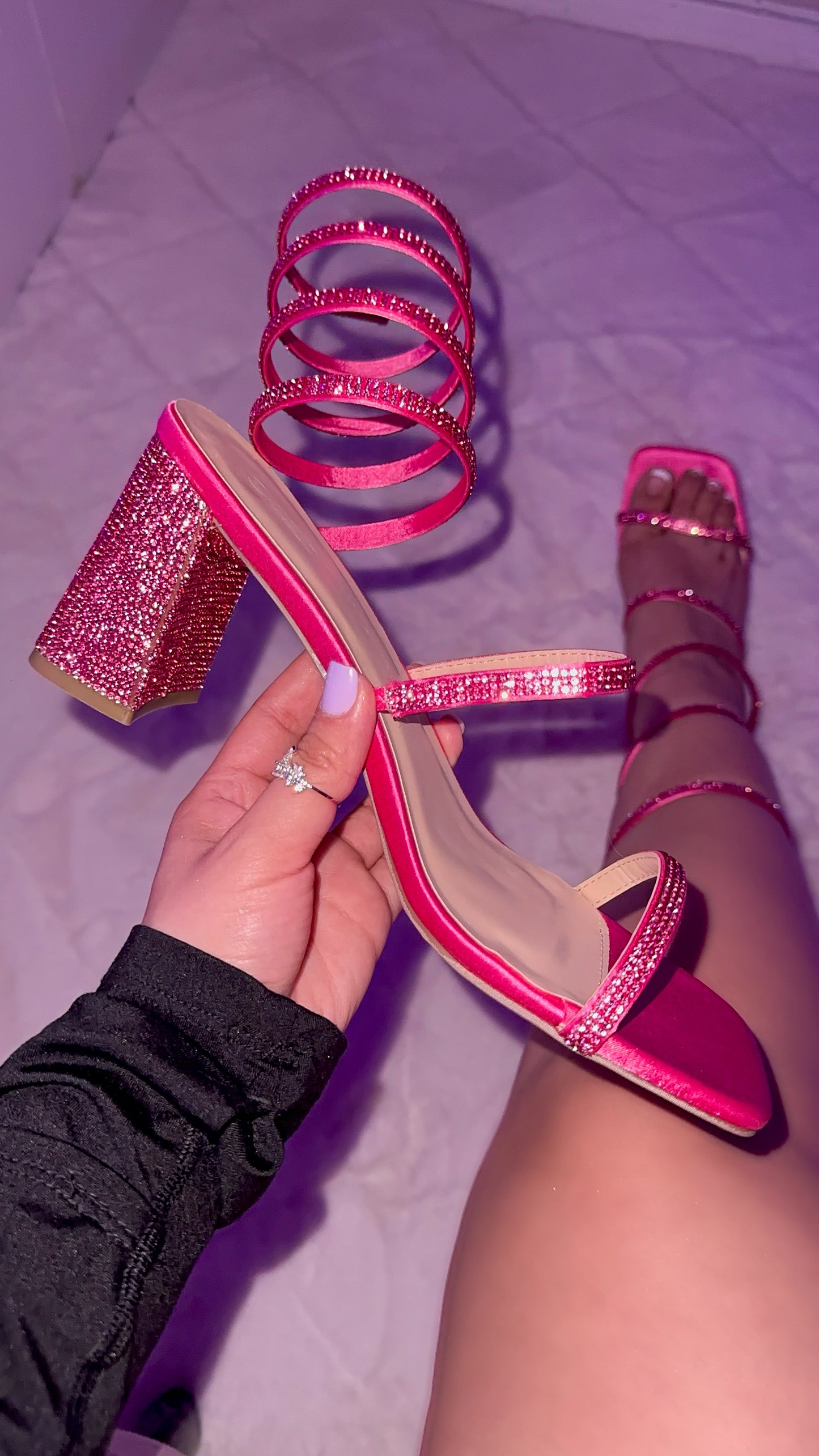 Elizabeth Rhinestone Heels - Pink (Wide Friendly)
