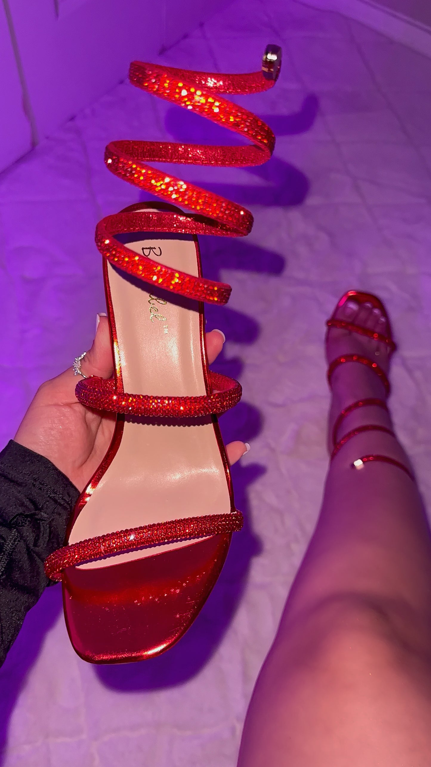 Yadira Rhinestone Heels - Red – Berenis