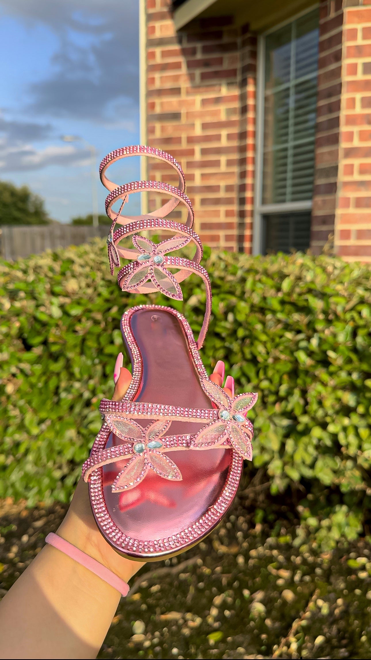 Mariposa Rhinestone Sandals - Pink