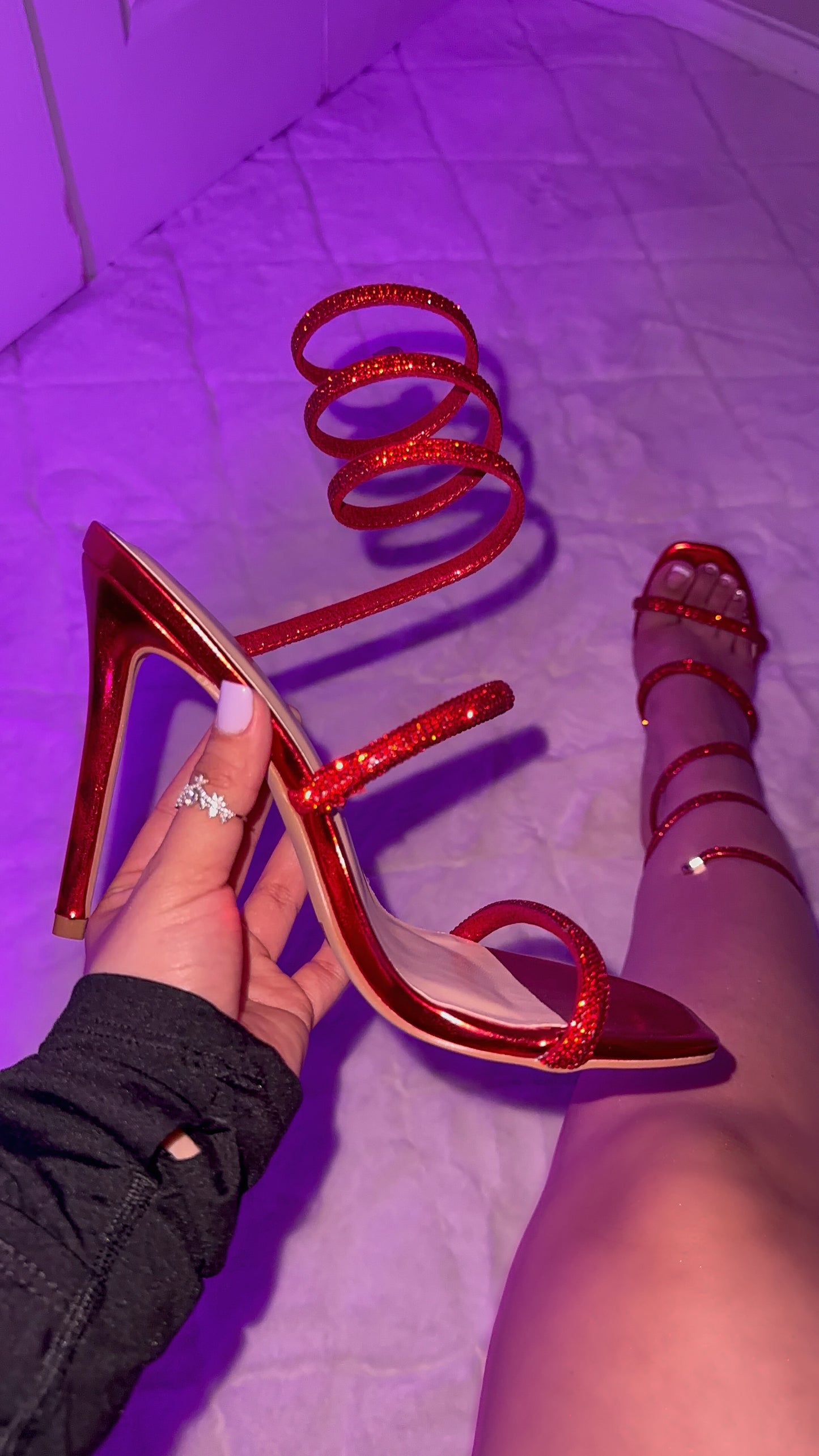 Yadira Rhinestone Heels - Red
