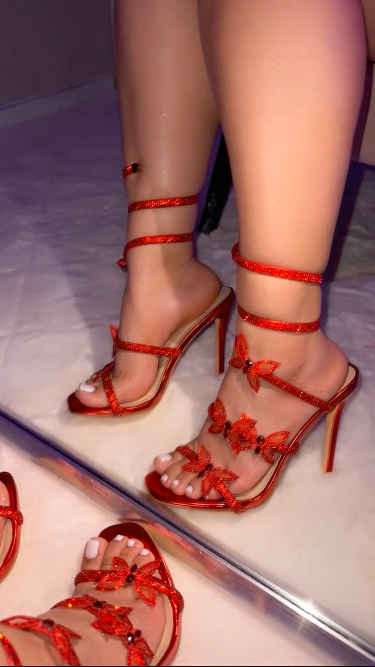 Serena Butterfly Heel - Red