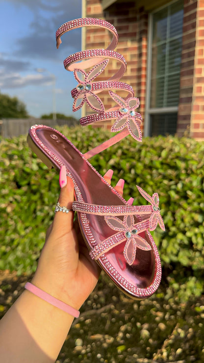 Mariposa Rhinestone Sandals - Pink