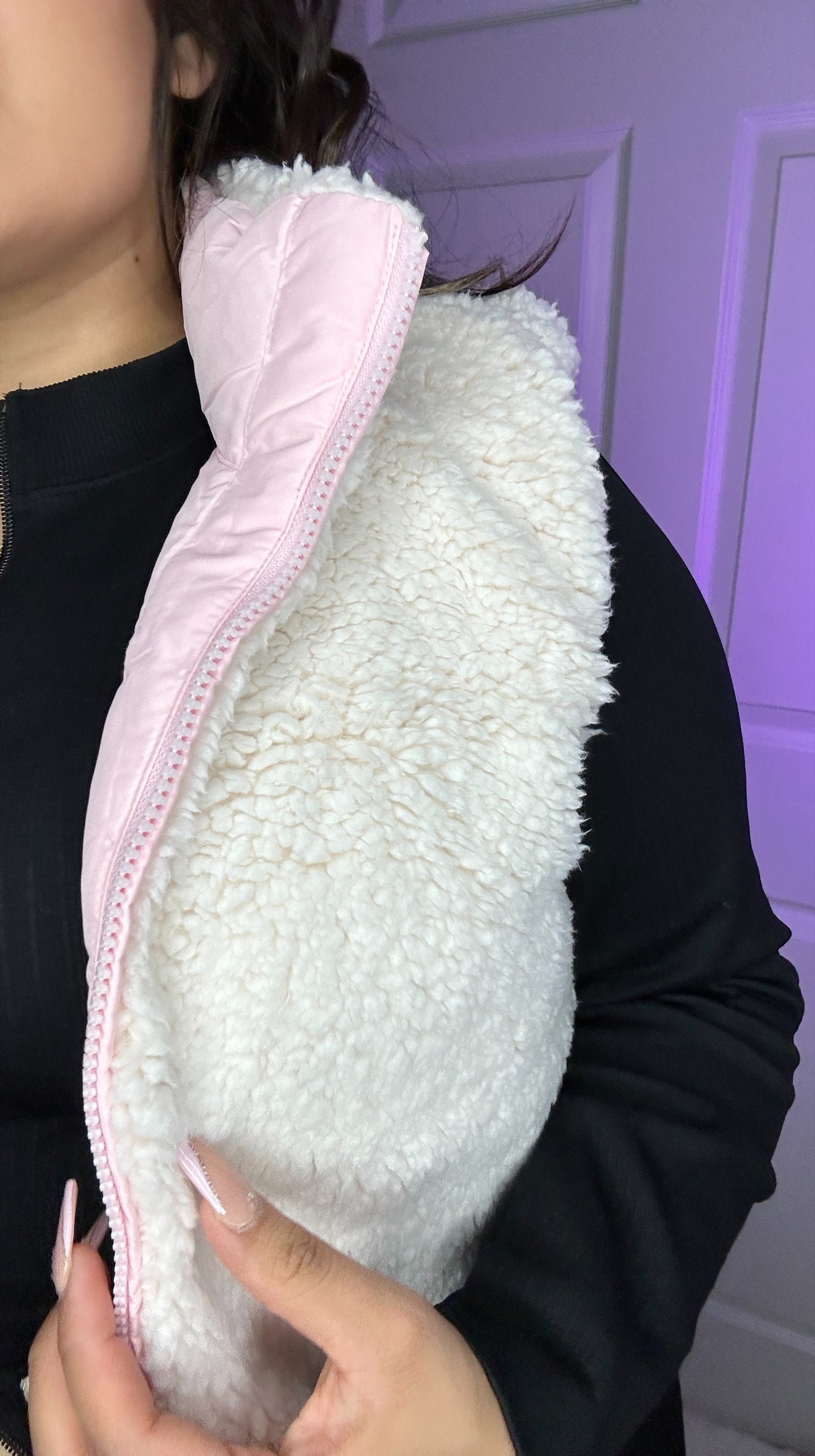 Bella Reversible Puffer Vest - Pink