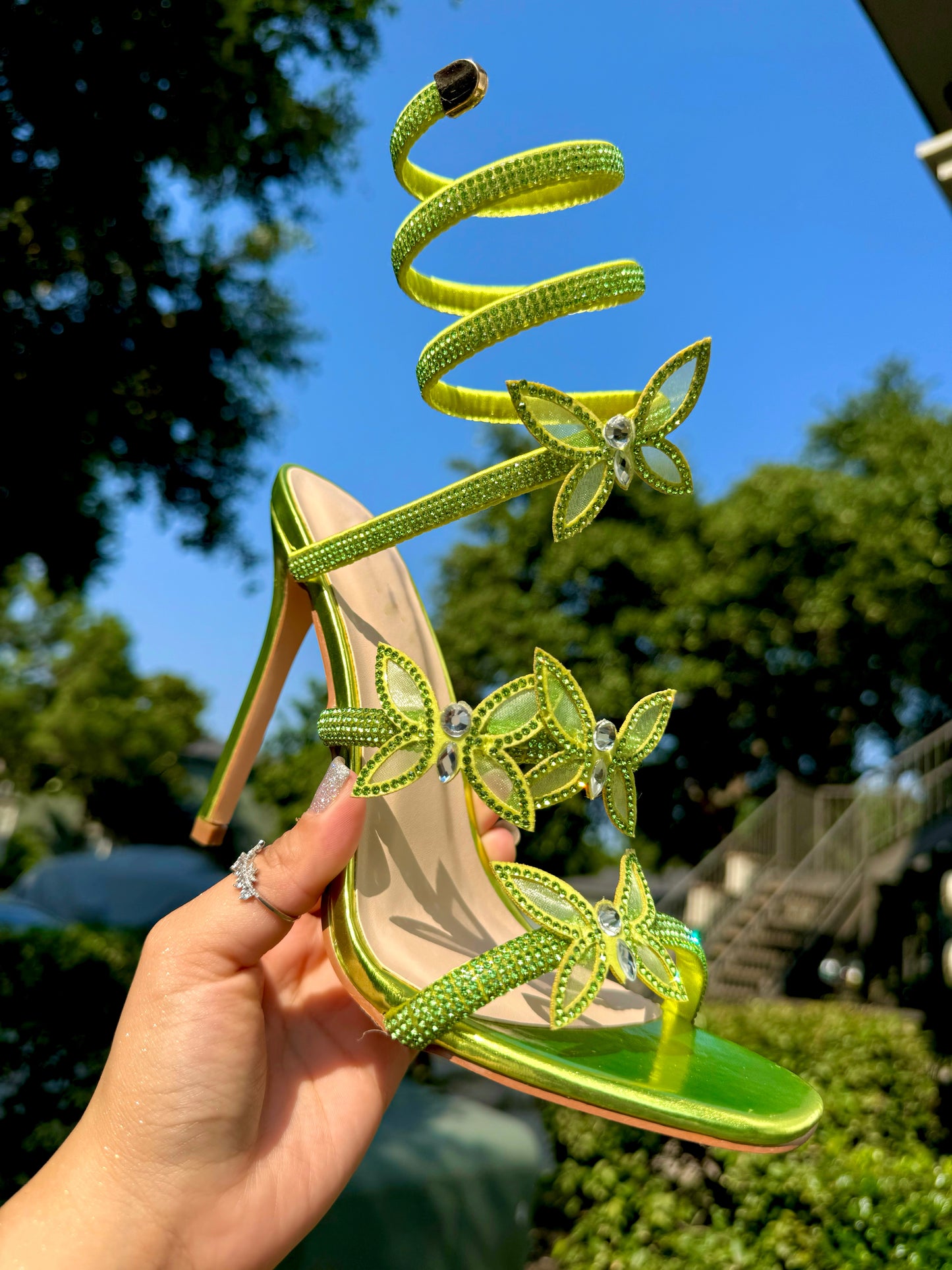 Serena Butterfly Heel - Green