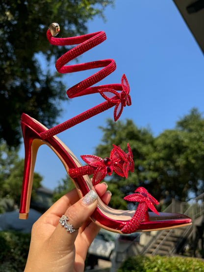 Serena Butterfly Heel - Red