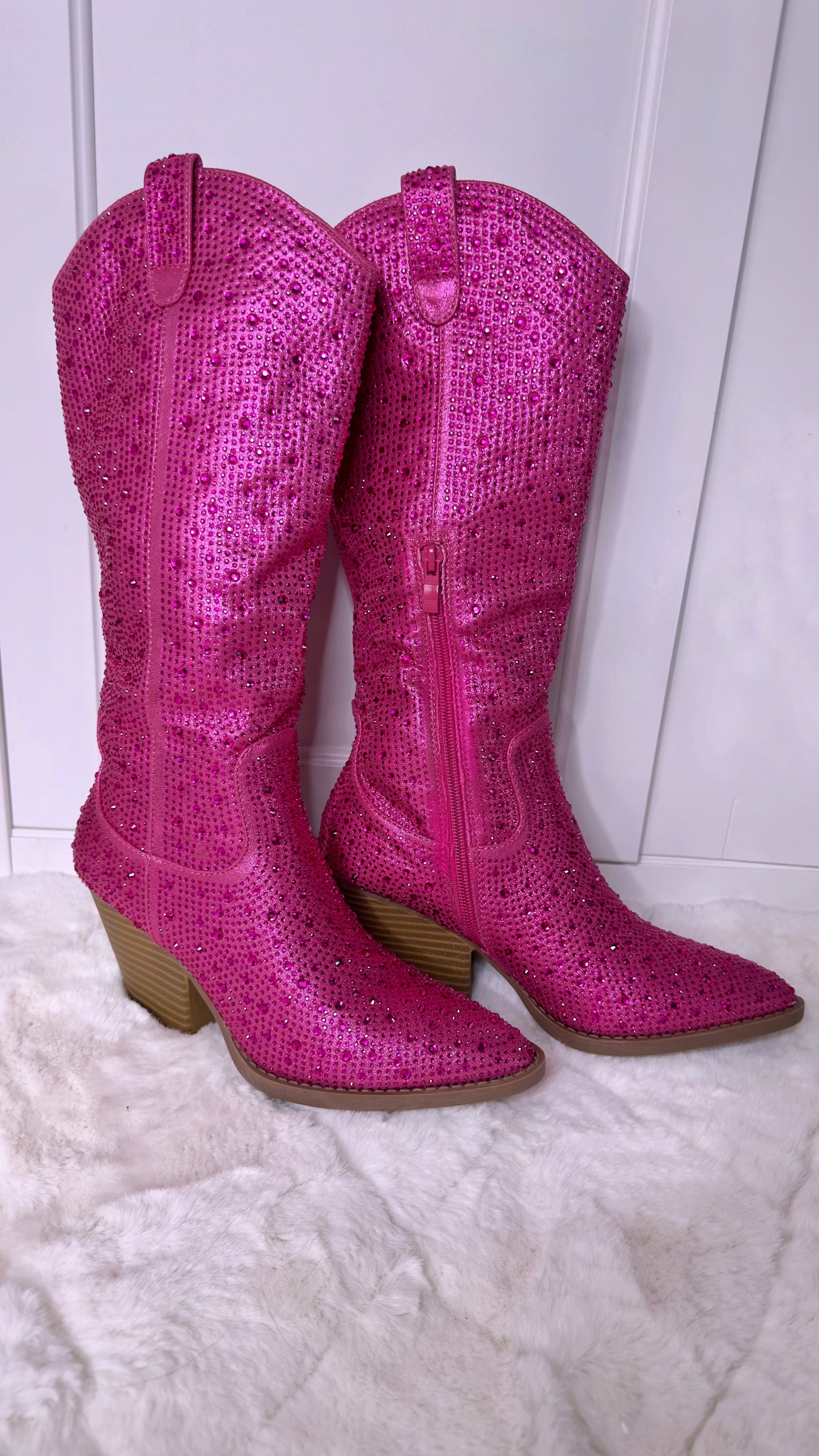 Anahi Rhinestone Western Boots - Pink
