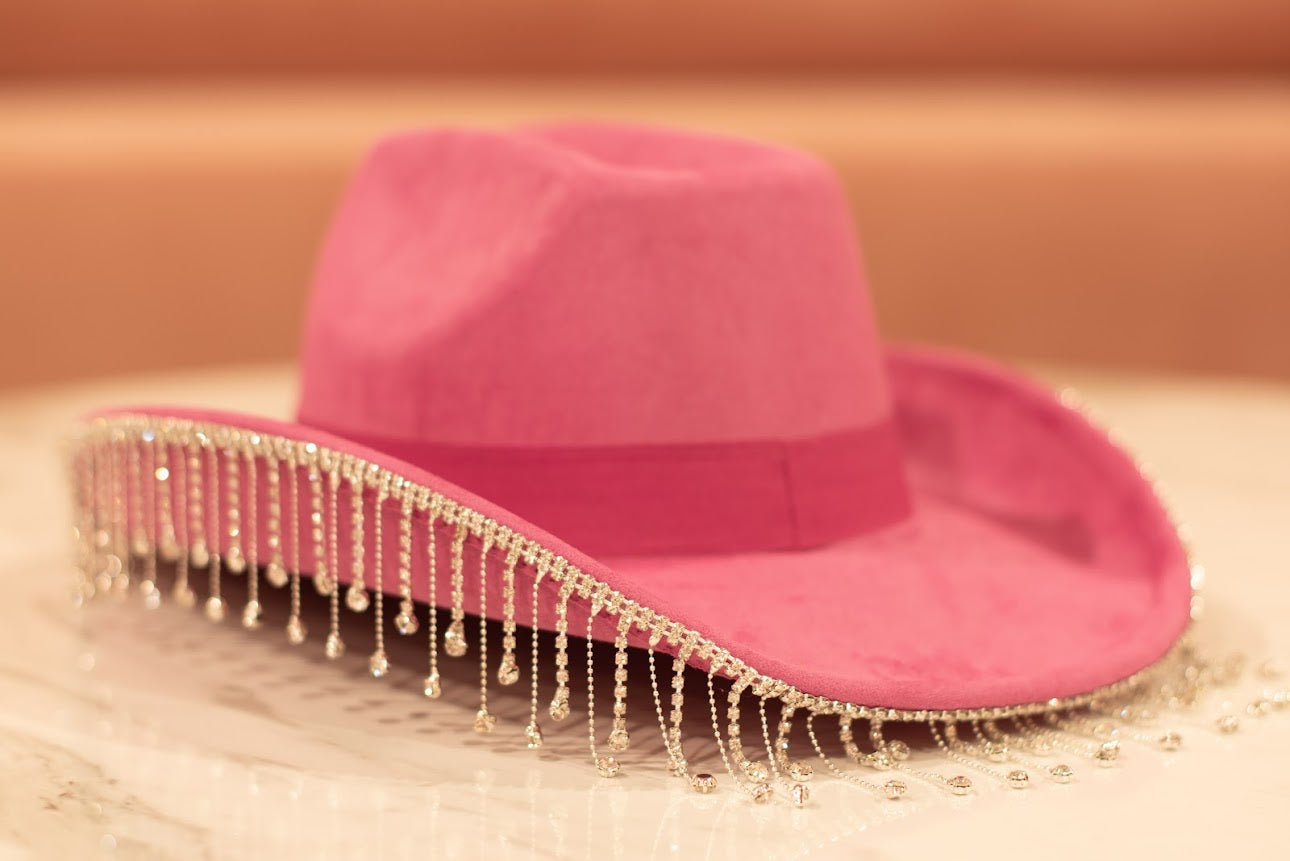 Dulce Rhinestone Hat Pink