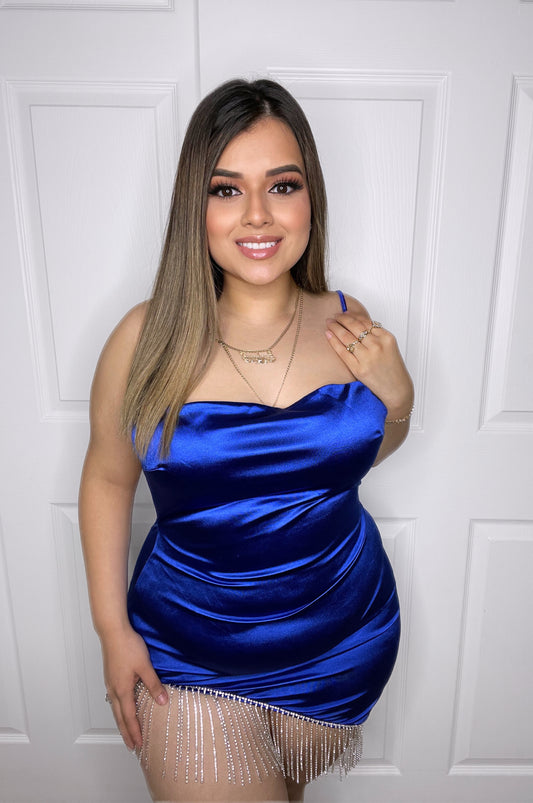 Belinda Rhinestone Dress (Blue)